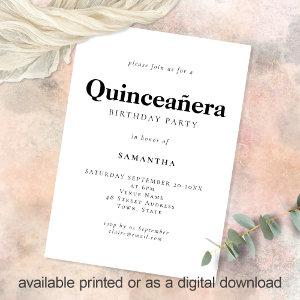 Minimalist Text Any Color Quinceañera Birthday