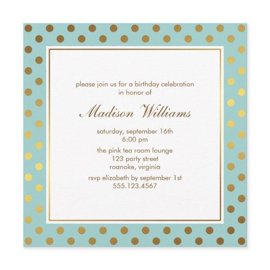 Mint Faux Gold Foil Polka Dots Pattern
