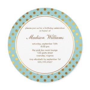 Mint Faux Gold Foil Polka Dots Pattern