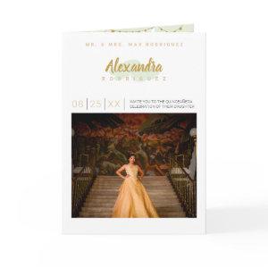 Mint Green and Gold Photo Quinceanera