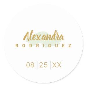 Mint Green and Gold Quinceanera Classic Round Sticker
