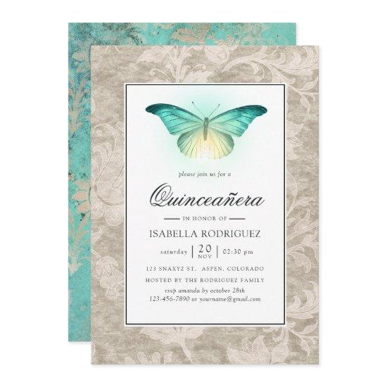 Mint Green and Pearl Damask Quinceañera