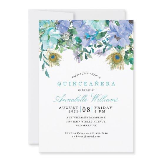 Mint Green Blue Floral QUINCEAÑERA Vintage Boho