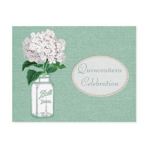 Mint Green Burlap, Jar & Hydrangea Quinceanera