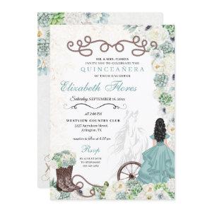 Mint Green Cacti Western Charro Horse Quinceañera