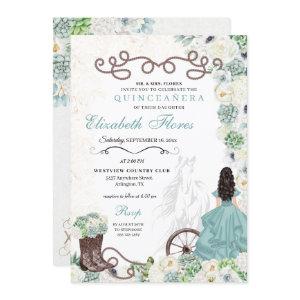 Mint Green Cacti Western Charro Horse Quinceañera