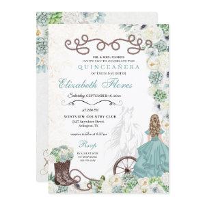 Mint Green Cacti Western Charro Horse Quinceañera