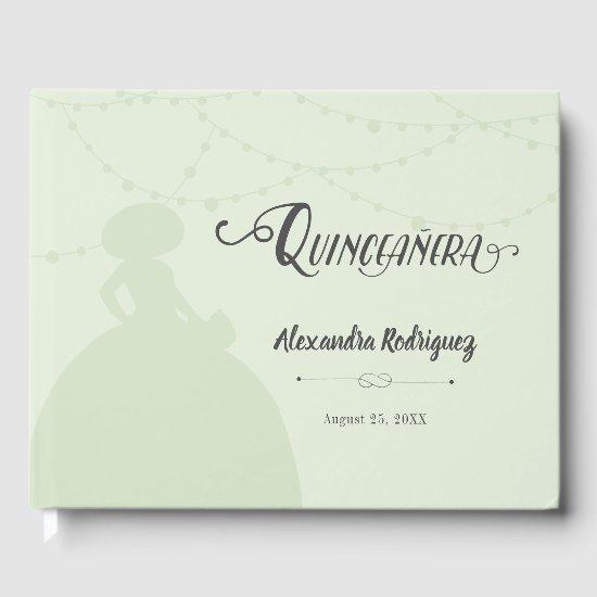 Mint Green Charro Silhouette Quinceanera Guest Book
