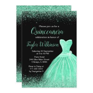 Mint Green Dress Faux Glitter Quinceanera