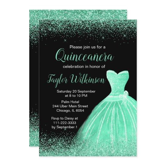 Mint Green Dress Faux Glitter Quinceanera