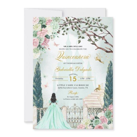 Mint Green Fairytale Enchanted Garden Quinceanera