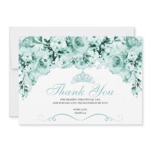 Mint Green Floral Quinceanera Thank You