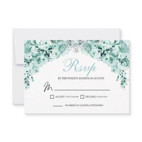 Mint Green Floral RSVP Enclosure Card