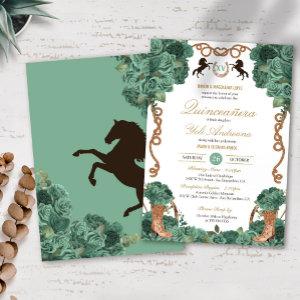 Mint Green Floral Western Charro Ranch Quinceanera