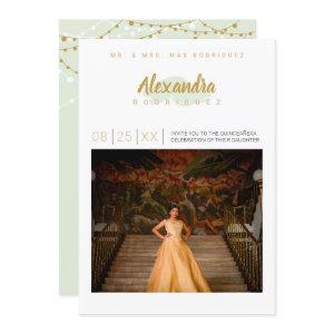 Mint Green & Gold Photo Quinceanera