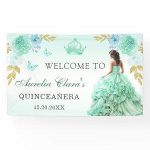 Mint Green Princess Dress Quinceañera Birthday Banner