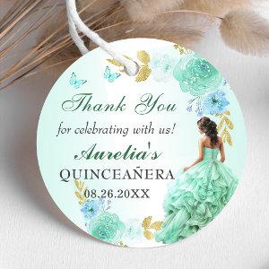 Mint Green Princess Dress Quinceañera Birthday Favor Tags