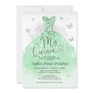 Mint Green Silver Dress Mis Quince Quinceañera