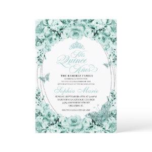 Mint Green Silver Floral Tiara Quinceanera
