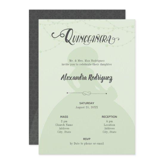 Mint Green & Steel Charro Silhouette Quinceanera