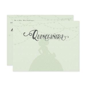 Mint Green & Steel Charro Silhouette Quinceanera  Postcard