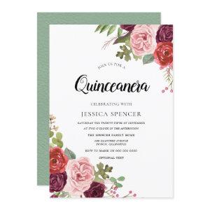 Mint & Pink Blush Floral Quinceanera
