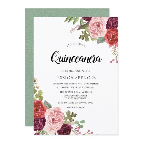 Mint & Pink Blush Floral Quinceanera