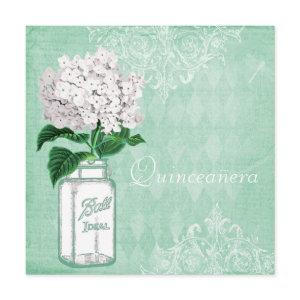 Mint Shabby Chic Mason Jar & Hydrangea Quinceanera