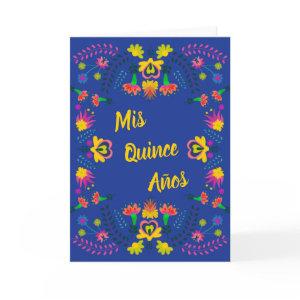 Mis Quince Anos Blue Floral Mexican Fiesta Party