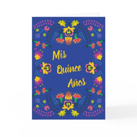 Mis Quince Anos Blue Floral Mexican Fiesta Party