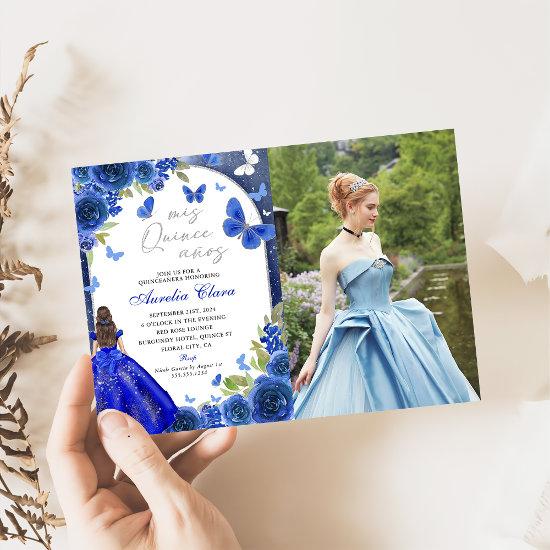 Mis Quince Anos Blue Silver Rose Quinceanera Photo