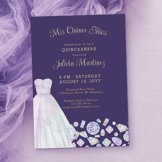 Mis Quince Anos Diamonds Purple Quinceanera Foil