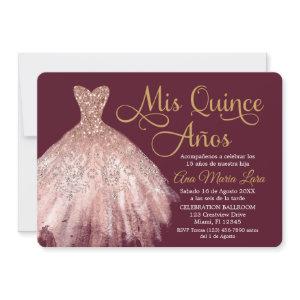 Mis Quince Años Invitación de Quinceañera Rosada