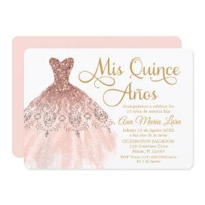 Mis Quince Años Invitación de Quinceañera Rosada