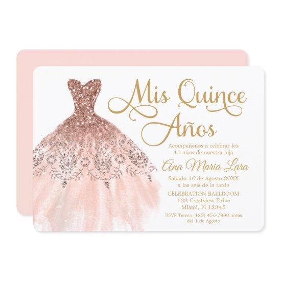 Mis Quince Años Invitación de Quinceañera Rosada