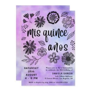 Mis Quince Años Modern Purple Floral Quinceañera