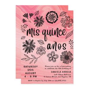 Mis Quince Años Pink Modern Floral Quinceañera