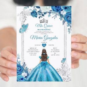 Mis Quince Aqua Teal Floral Crown Quinceañera