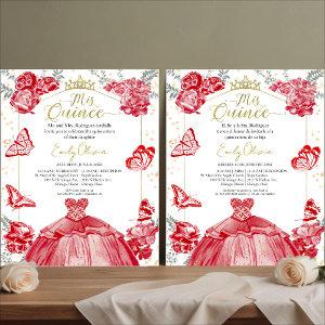 Mis Quince Budget  Bilingual Red Floral