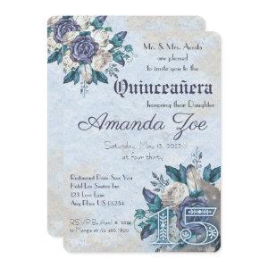 Mis Quince Dusty Blue Floral