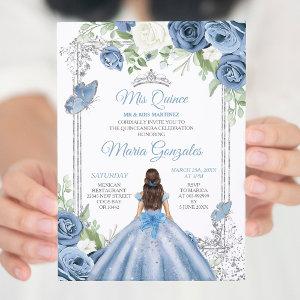 Mis Quince Dusty Blue & Silver Floral Quinceañera