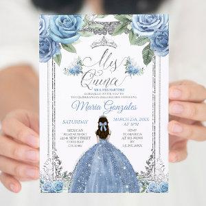 Mis Quince Dusty Blue & Silver Floral Quinceañera