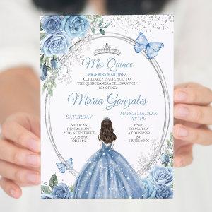 Mis Quince Dusty Blue & Silver Floral Quinceañera
