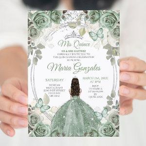 Mis Quince Dusty Green & Silver Floral Quinceañera