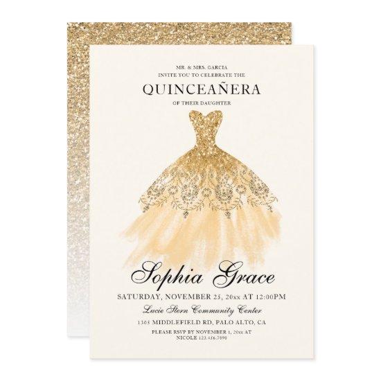 Mis Quince Elegant Faux Gold Glitter Quinceañera