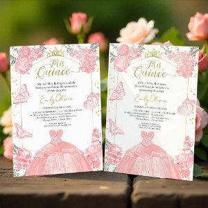 Mis Quince  Bilingual Pink Dress Floral