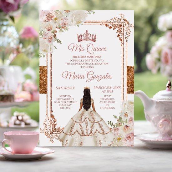 Mis Quince Ivory Cooper Floral Birthday Crown