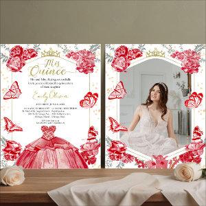 Mis Quince Photo Budget  Red Floral