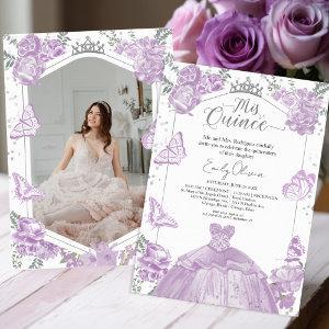 Mis Quince Photo  Lavender Floral Silver