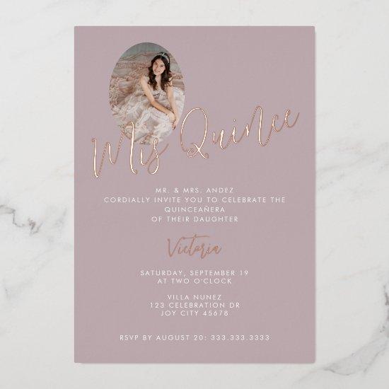 Mis Quince Pink 15th Birthday quinceañera Gold Foil
